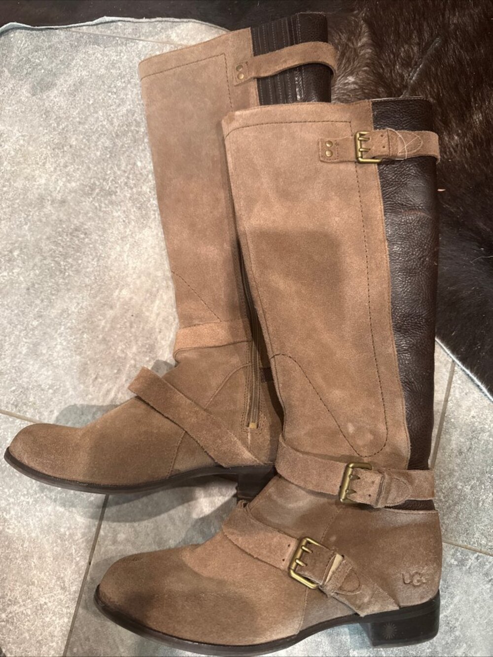 UGG Australia Cydnee Tall Riding Boots Shearling Leather Suede Womens 5.5